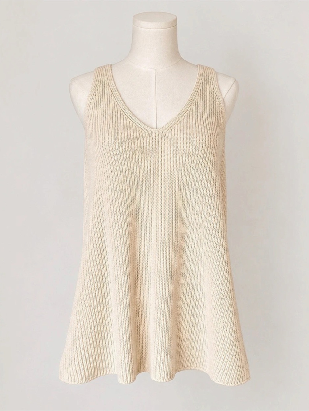 The Drop XXL Claire Cream Cotton Knit V-Neck Tank Top Sleeveless Sweater